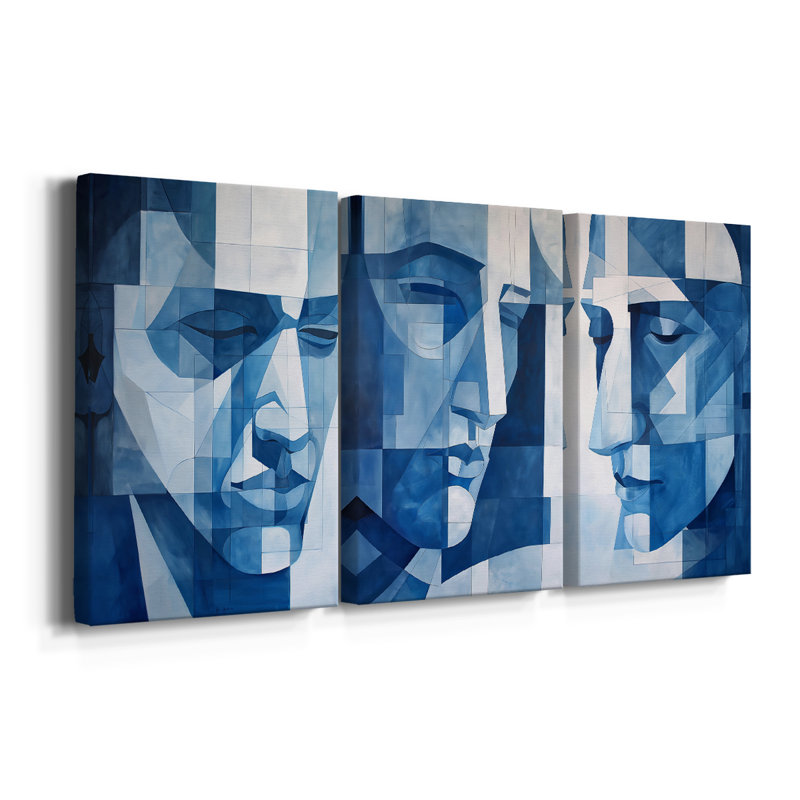Série ABSTRACT Lxxxxi - Toile tendue sur mesure - 3 pièces, H 36 po x l 72 po