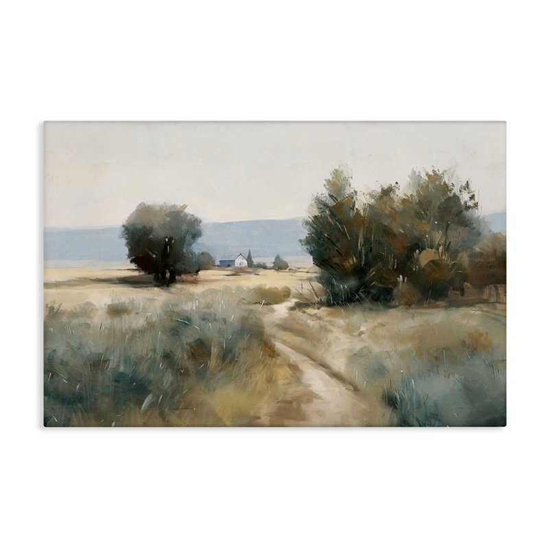 «Winding Path to Distant Barn Canvas», conception par Nina Blue, H 24 po x l 36 po