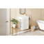 Meuble-lavabo flottant moderne de 18,5 po avec lavabo en résine - parfait pour les petites salles de bain, rangement à gauche