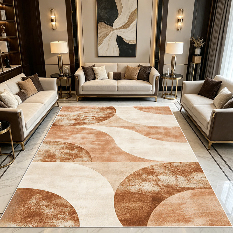 1PC Warm Neutral Boho Geometric Arch Pattern area rugs for Living Room, Soft and Comfortable, Suitable for all seasons, easy-to-maintain, machine washable Indoor floor mat, Under Table Farmhouse suitable for dining area, bedroom, entryway, kitchen,