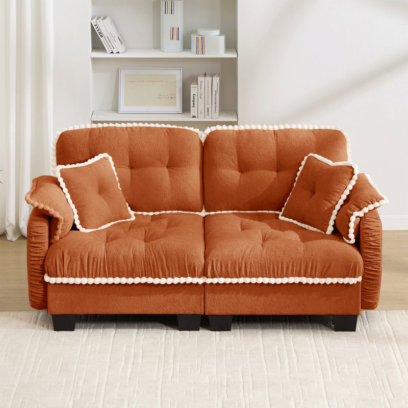 Canapé Chenille Cloud, L 70 po, Chenille orange