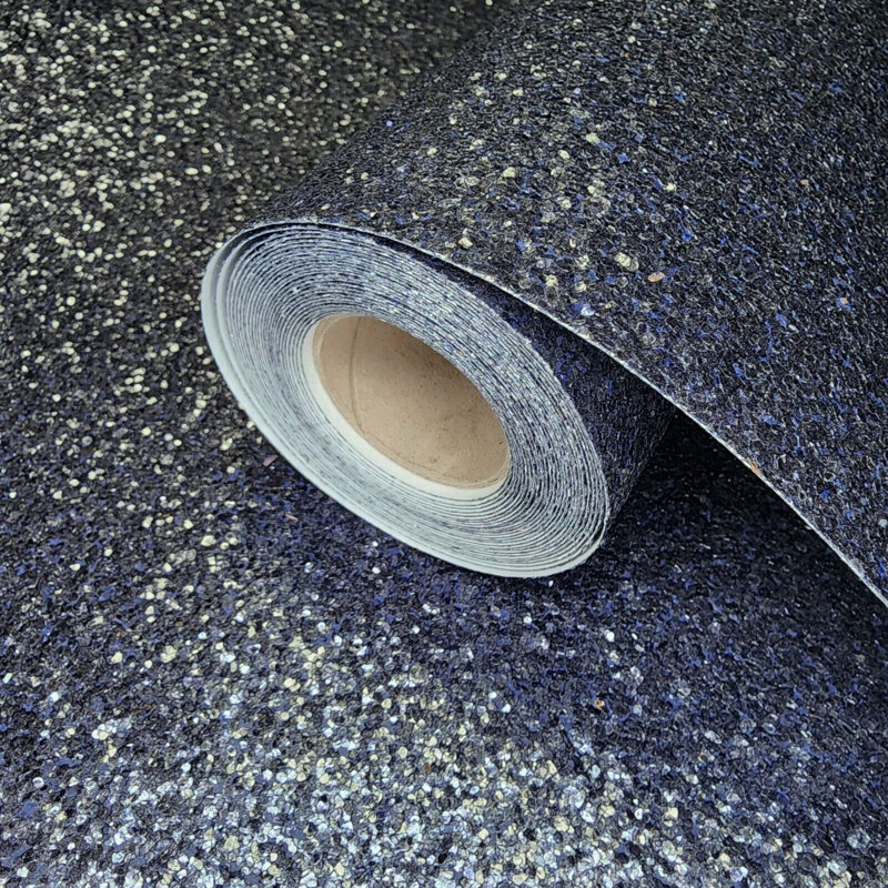 Fadime moderne indigo mauve naturel Terra Mica pierre effet papier peint uni scintillant