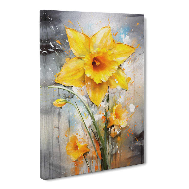 Daffodil Flower Action Painting - Print, 76cm H x 50cm W x 3cm D