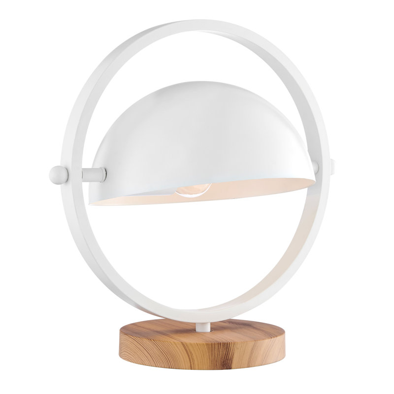 Lampe fantaisie en métal, Blanc / bois