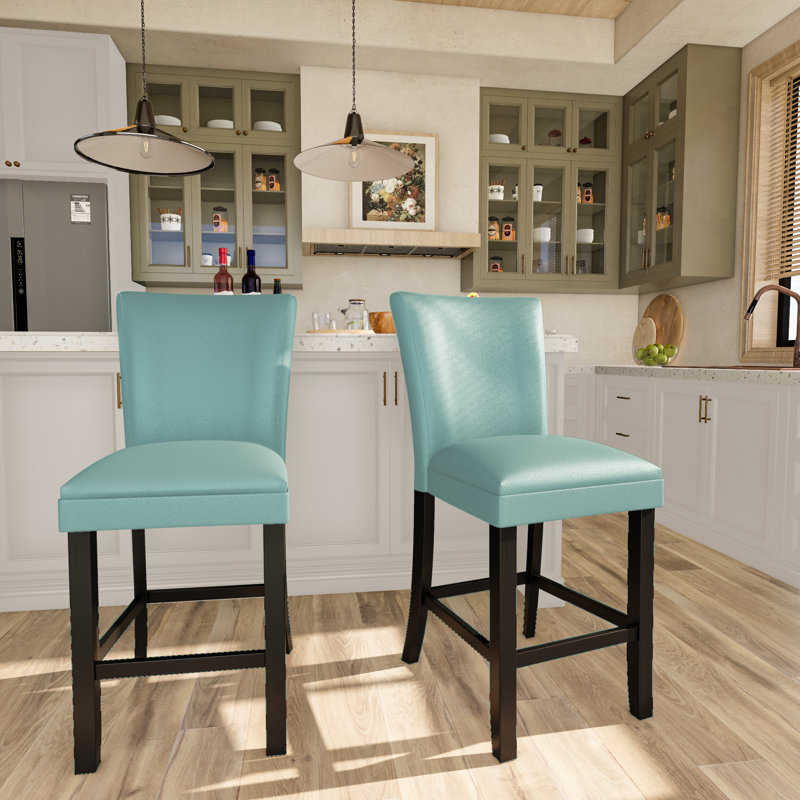 Tabouret de bar Jone, Tabouret de comptoir (siège d'une hauteur de 25 p, Bleu clair