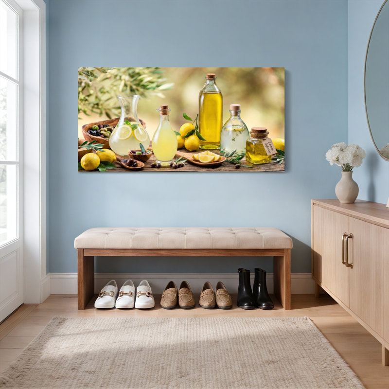Nature morte à l'huile d'olive et au citron, toile tendue sur châssis, ensemble de 1, 4020