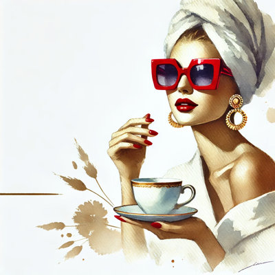 «Elegant Morning Ritual», art mural sur toile tendue