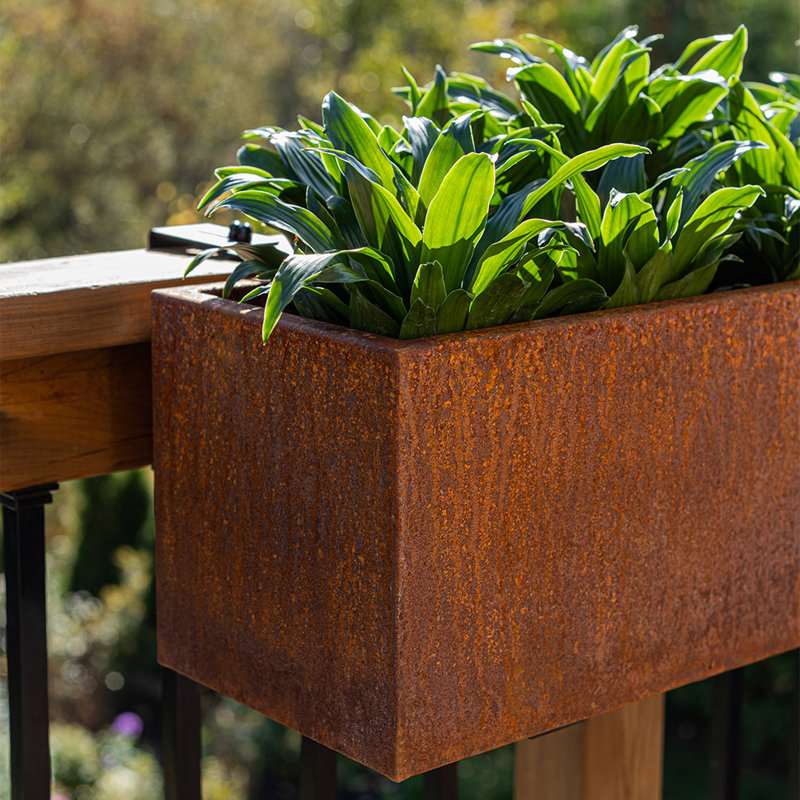 Jardinière en acier Corten, H 9 po x l 36 po x p 9 po