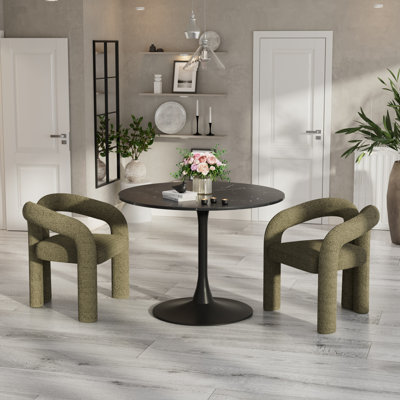 Modern 3 Pieces Round Dining Table Set for 2