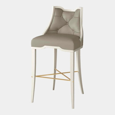 Logan Counter Stool-Antique White-Chesterfield Gray Leather