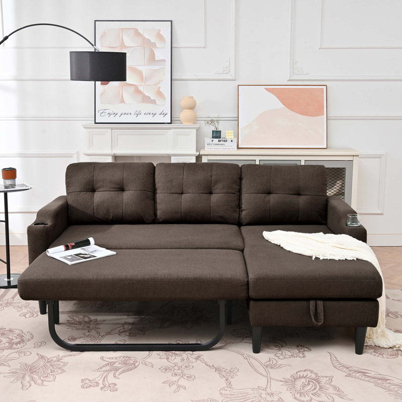 Canapé moderne avec rangement intégré et conception convertible pour un confort peu encombrant et une utilisation multifonctionnelle.