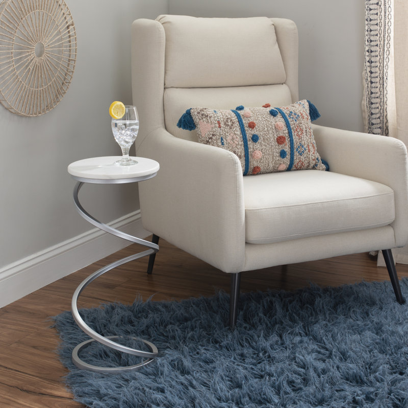 Lorelai Marble Top End Table, Silver