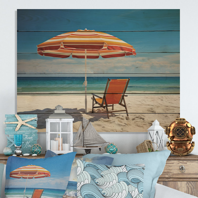 Chaises de plage orange II sur bois, H 30 po x l 40 po x P 0,78 po