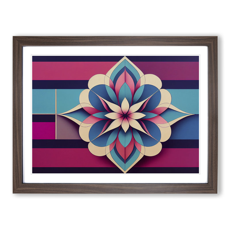 Awe Inspiring Modern Flower 1 Piece Single Picture Frame Wall Art, 46cm H x 64cm W x 2cm D, Walnut Framed