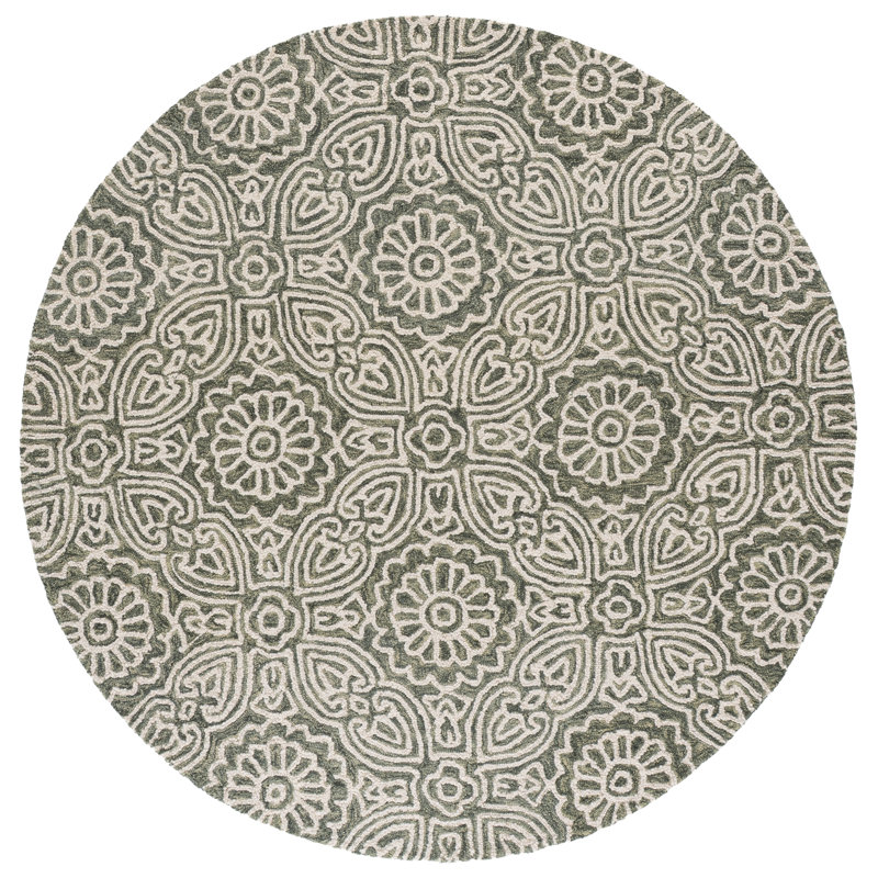 Blossom Hand Tufted Wool;Cotton Damask Indoor Rug, 6'-0" x 6'-0" Round
