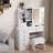 Vanity Desk With Sliding Mirror, Makeup Vanity Table With 6 Drawers & Storage Shelves, Modern Dressing Table For Bedroom, White