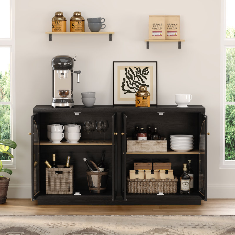 Armoire de rangement en acrylique 4 portes, Noir