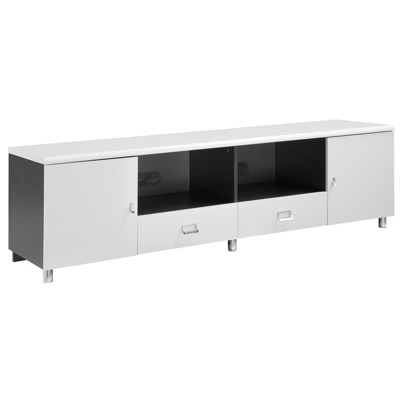Console à 2 tiroirs blanc brillant