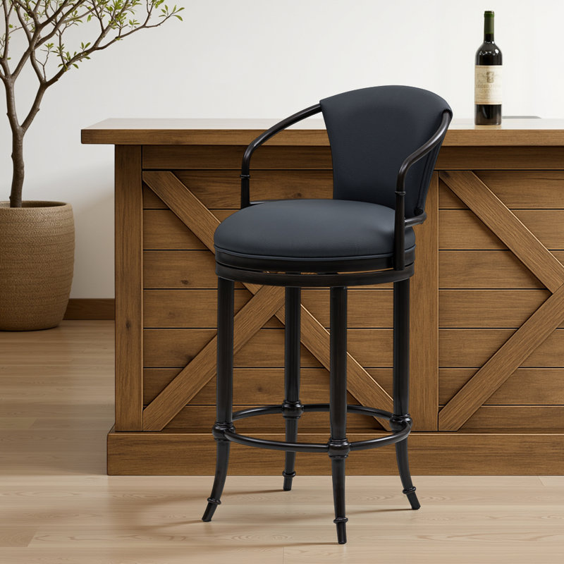 Ensemble de 2 tabourets de bar pivotants en similicuir de qualité commerciale Conti, Bleu