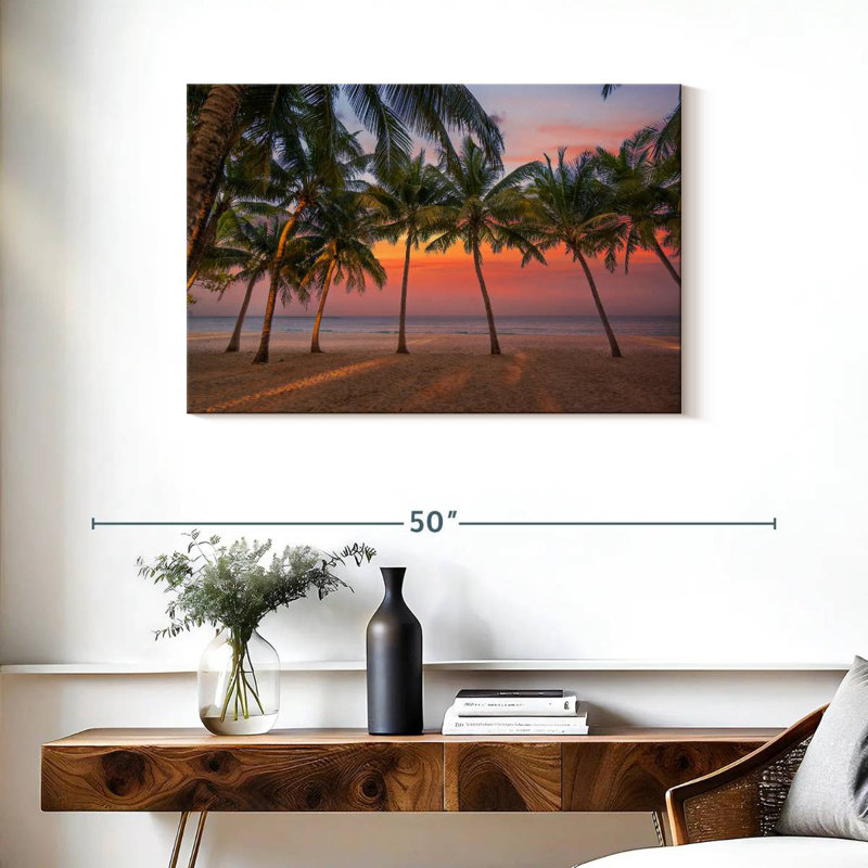 Gillard Caribbean Palm Tree Sunset, 24" H x 36" W