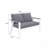 52.95" All-Weather Aluminum Patio Loveseat With Wood Armrests & Angled Backrest – White & Light Grey