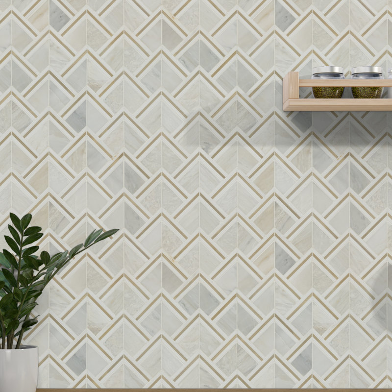 Artemis Solara Regal Geometric 10 in. x 13 in. Stone Metal Blend Mosaic Floor and Wall Tile