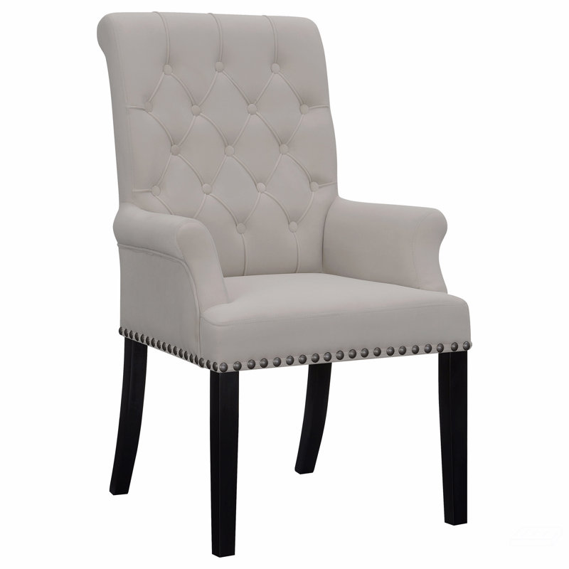 Chaise rembourrée avec accoudoirs de salle à manger, Beige