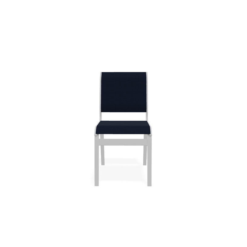 Chaise d'appoint de salle à manger Hiraku, Bleu marine 13D Sunbrella®, Blanc texturé