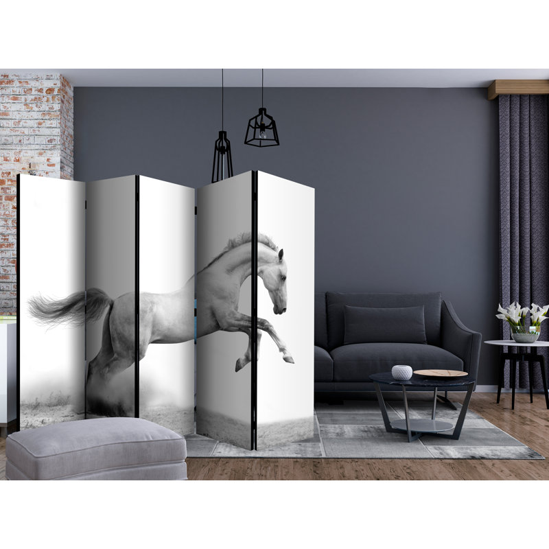Kalmin 225cm W x 172cm H 5 - Panel Solid Wood Folding Room Divider