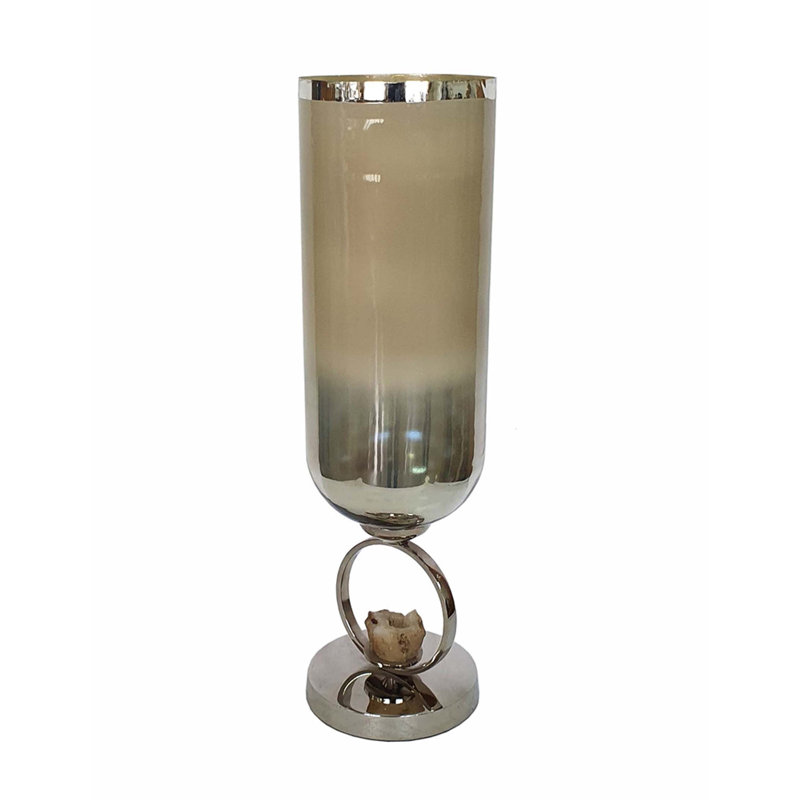 Aseel Glass and Aluminum Table Vase 1, 21.7" H x 6" W x 6" D