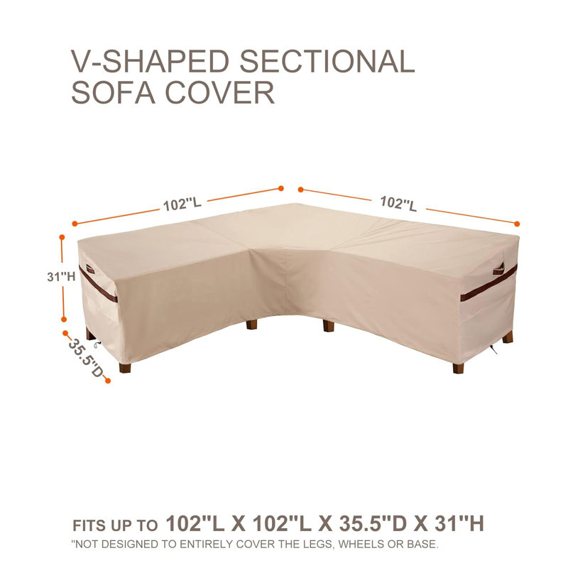 Patio V-Shaped sectional sofa cover outdoor, 31" H x 102" W x 33.5" D