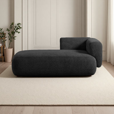 Boucle Chaise Lounge Chair Indoor Comfy Fluffy Lounge Sofa Upholstered Chaise Lounge Modern Lounge Chair Indoor for Living Room Bedroom Office by Wrought Studio