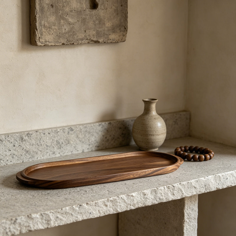 Frederiksberg Oval Acacia Wood Serving Tray, Large Charcuterie Board And Centerpiece Tray For Entertaining