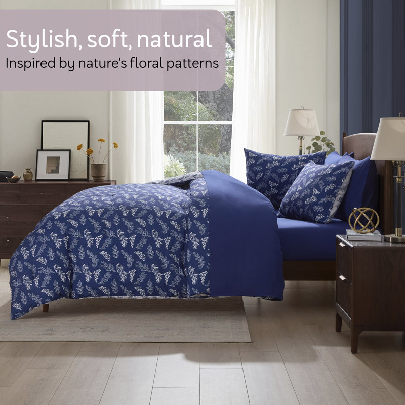 Nestl Botanical Bed in a Bag 7 piece Comforter Set with Sheets & Pillow Shams, Full Comforter+6 of Additional Pieces Included