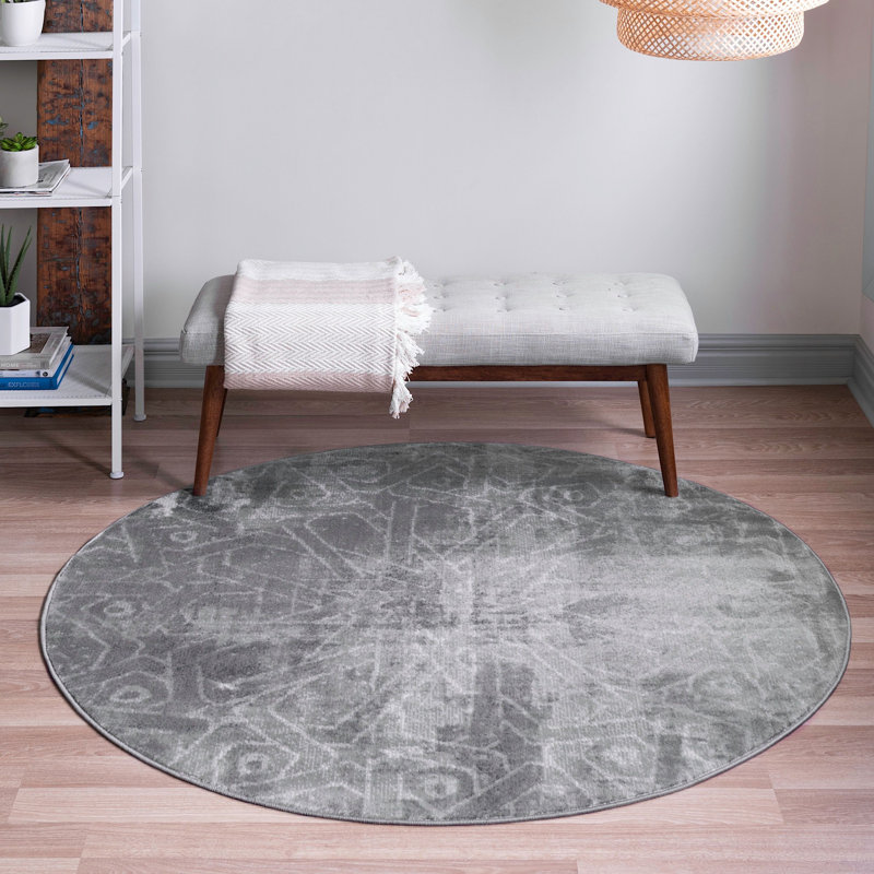 Tapis rond en métal Ikat Pantle, Rond 5 pi