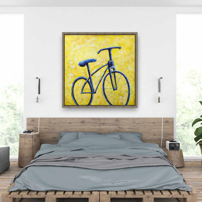 Blue Bike Abstract - Modern Sports Canvas Art for Home Decor