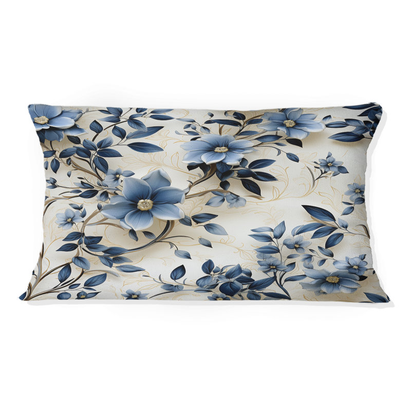 Coussin bleu cobalt à motif victorien I - coussin à imprimé floral