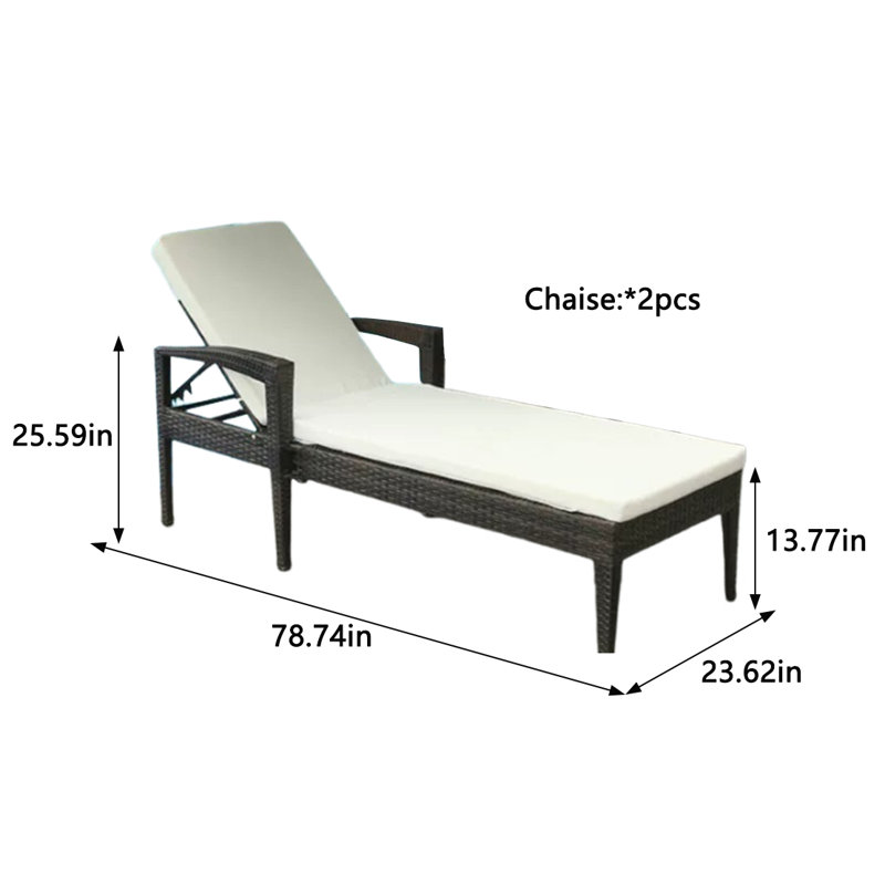 Outdoor Wicker Chaise Lounge , Cushion Included