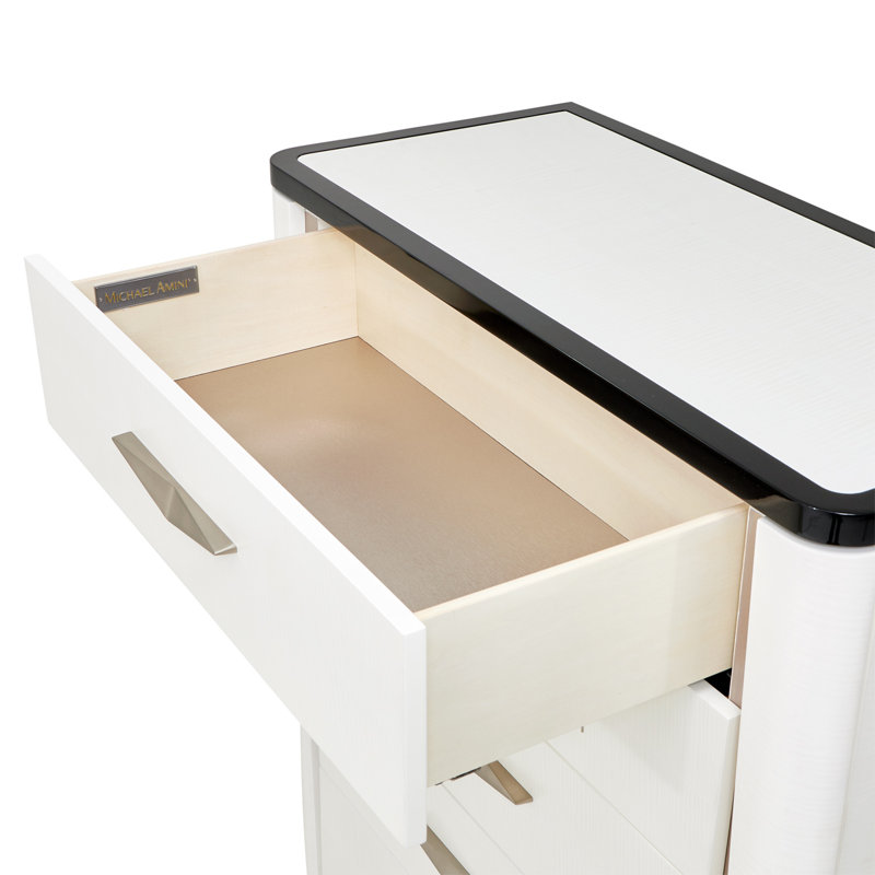 White and Black 6-Drawer Chest with Soft Close Drawers
