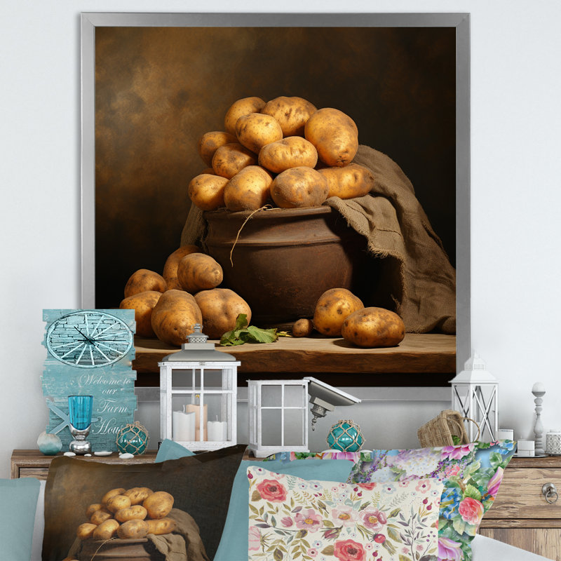 «Potato Amber» sur toile, Cadre simple argenté, H 30 po x l 30 po x P 1 po