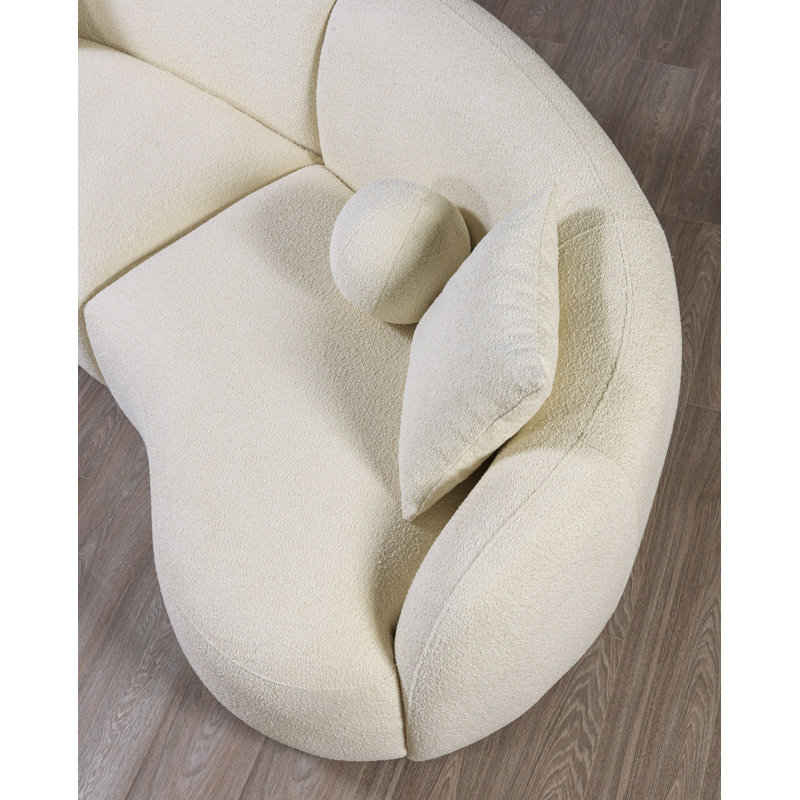 Demarri Ivory Boucle 3-Piece Curved Sectional, Ivory Boucle