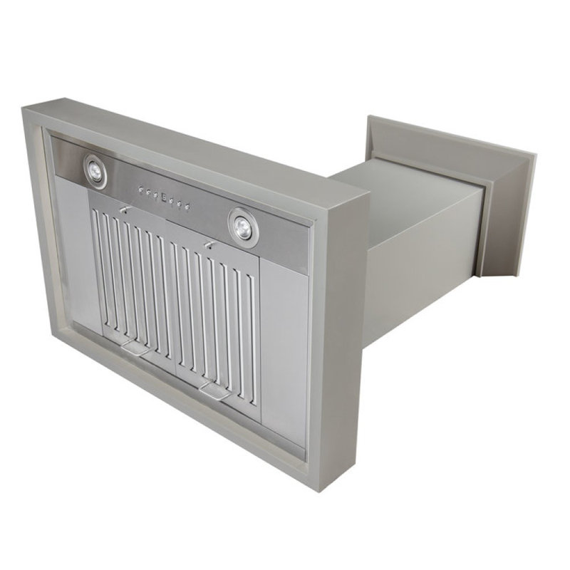 30" Wood 400 CFM Ducted Wall Mount Range Hood, Gray, 30" W