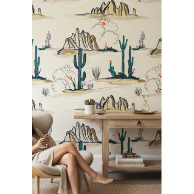 Desert Landscape Wallpaper Cactus Bohemian Mural