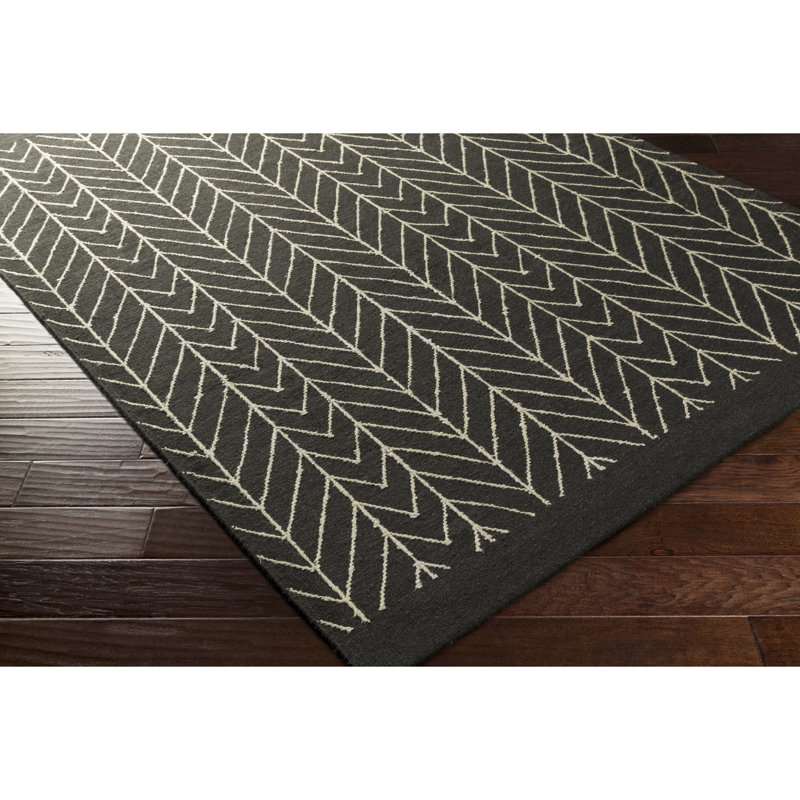 Tapis de zone neutre/noir tissé à la main Esopus, Rectangle 5 pi x 7 pi 6 po