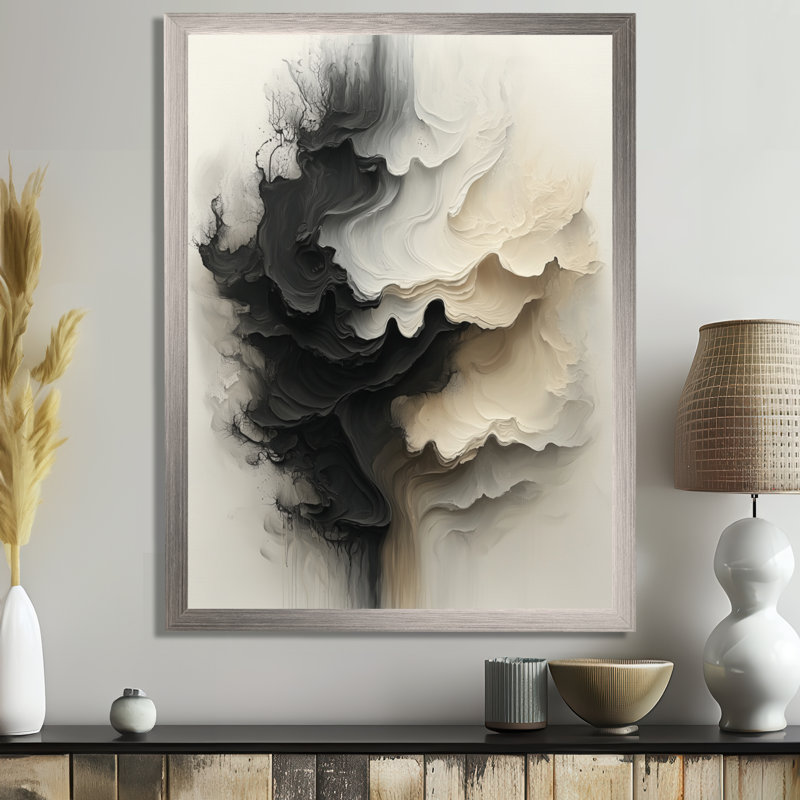 Oldsmar - Abstract Wall Decor, 32" H x 16" W, Silver, Framed Print without Mat