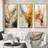 Orange White Line Art Abstraction on Canvas-361215285-361215286