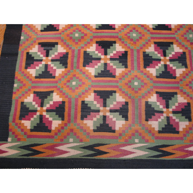Antique Navajo Mexico Flat Weave Rug