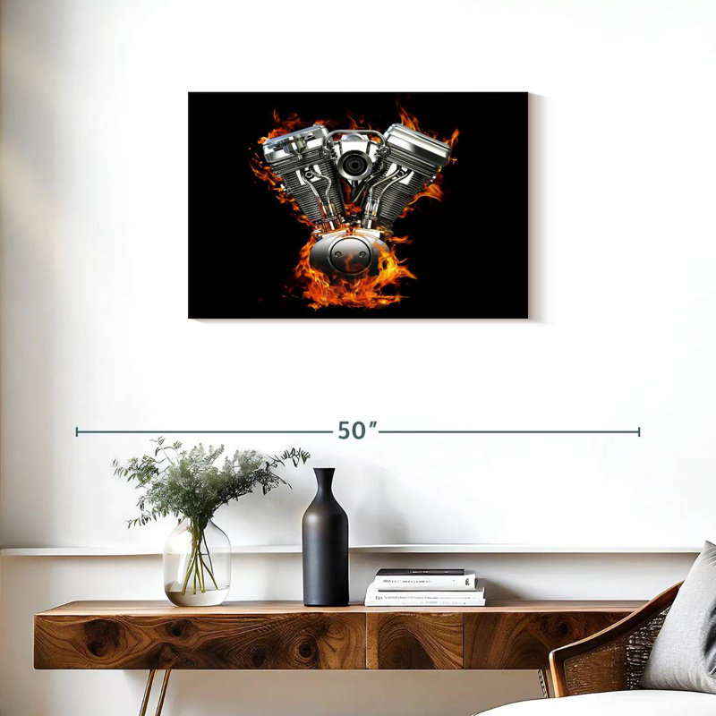 Mehar Blazing Motorcycle Engine, 20" H x 30" W