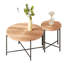 Ensemble de 2 tables basses et tables de bout - panneau de fibres à densité moyenne imperméable avec housse en PVC, conception cylindrique vieillie, pieds en métal noir - charme rustique classique, brun cèdre rouge-1595969208
