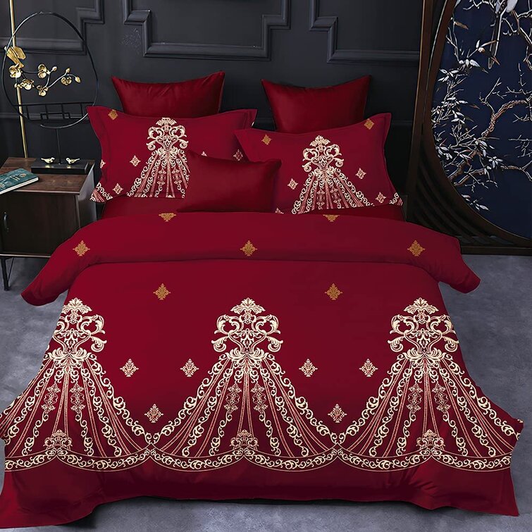 Red Bed Sheets Queen Size, Red Color Double Sheets